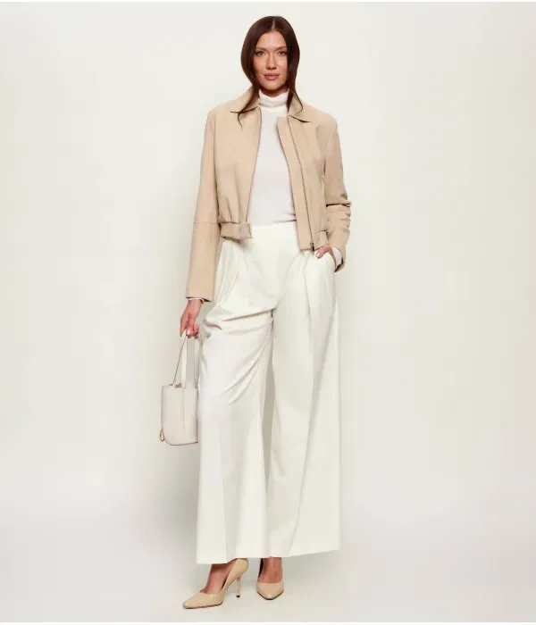 Шерстяные брюки TEXENA relaxed fit Boss, белый — фото 2