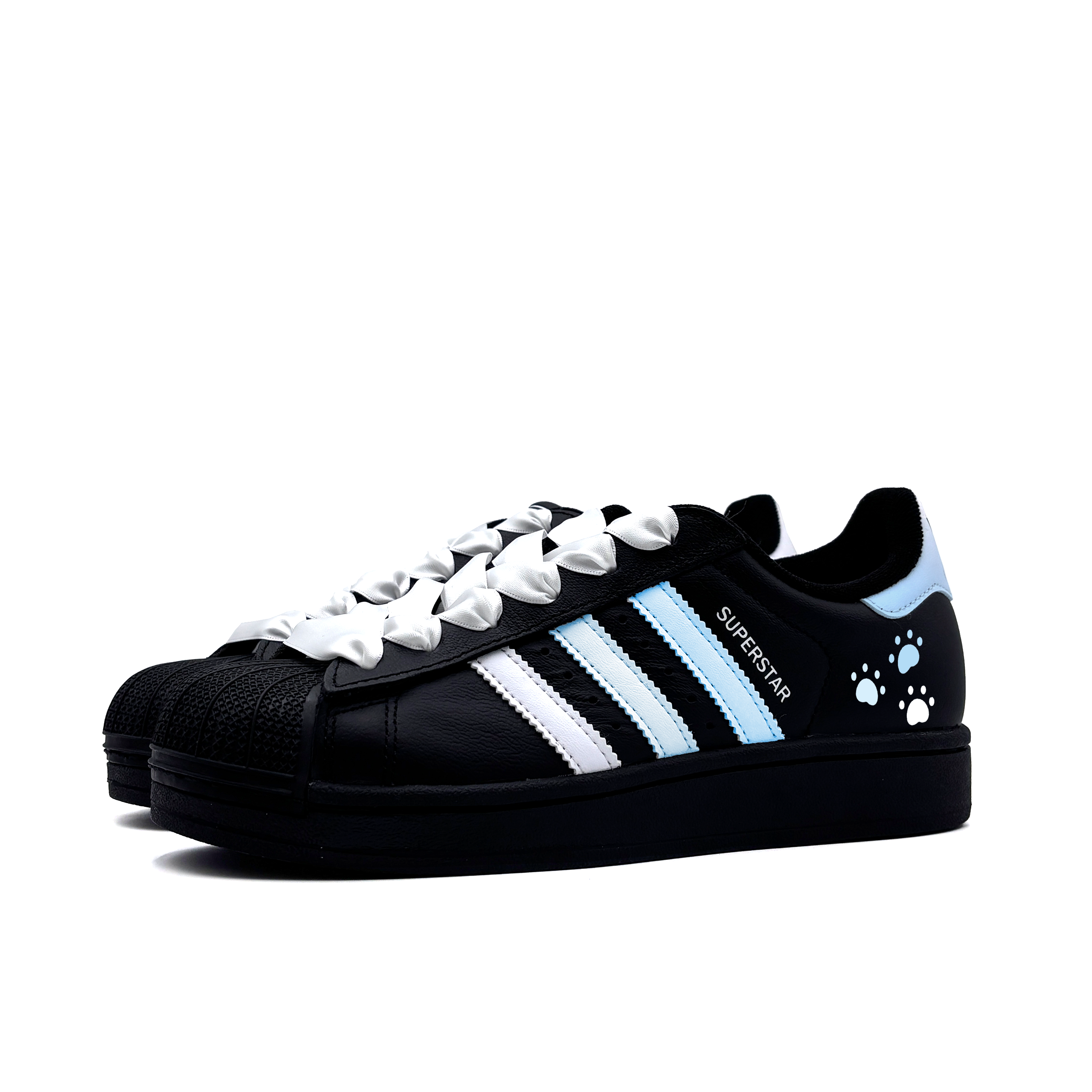 Adidas Originals Superstar 2 Blue Cat Paw Abrasion Resistant Low top детские скейтбординг кроссовки Gradient Blue для подростков — фото 4