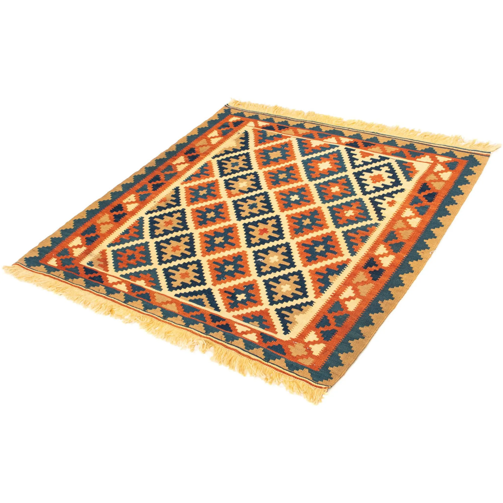 

Шерстяной ковер Morgenland «Kilim - Oriental Square - 100 x 100 см - бежевый», квадратный, высота 6 мм, гостиная, цельный