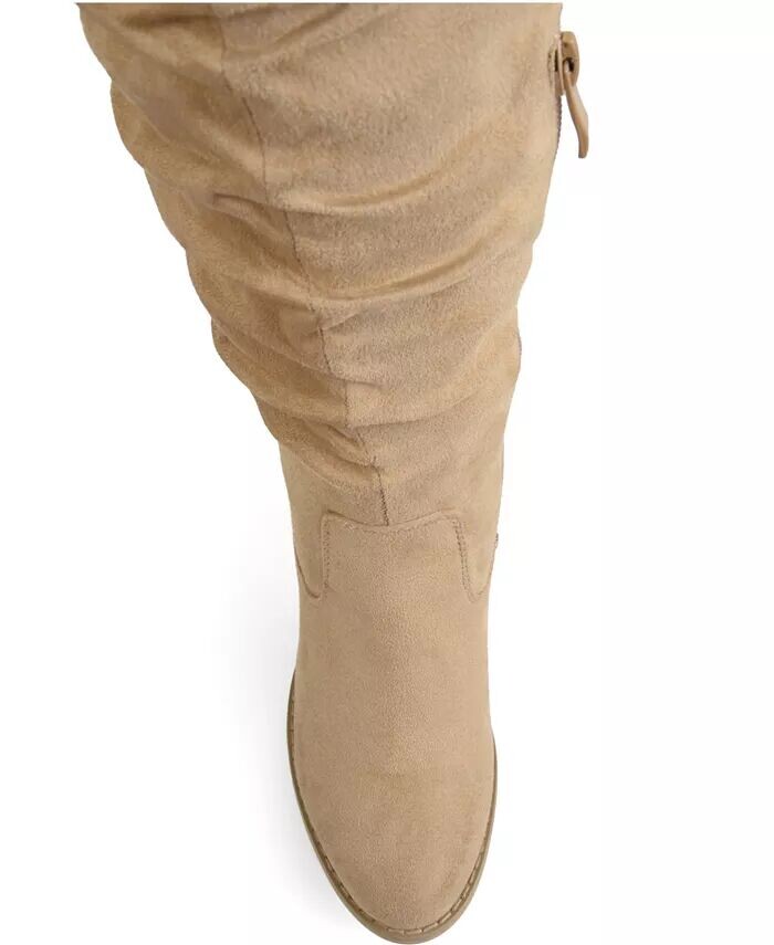 Женские сапоги Kaison Stacked Heel выше колена Journee Collection, коричневый/бежевый — фото 4