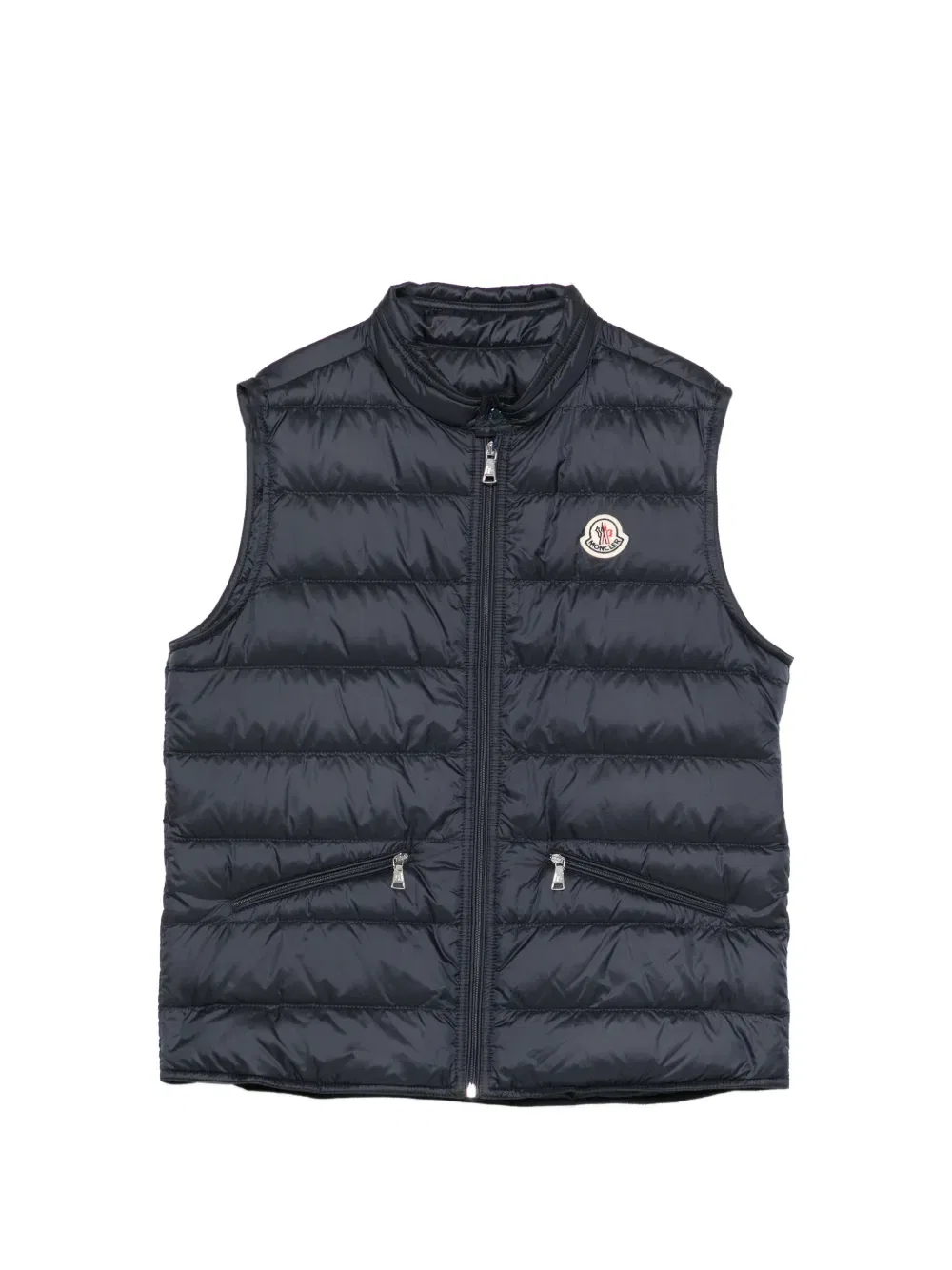 Утепленный жилет с нашивкой с логотипом Moncler Enfant, синий
