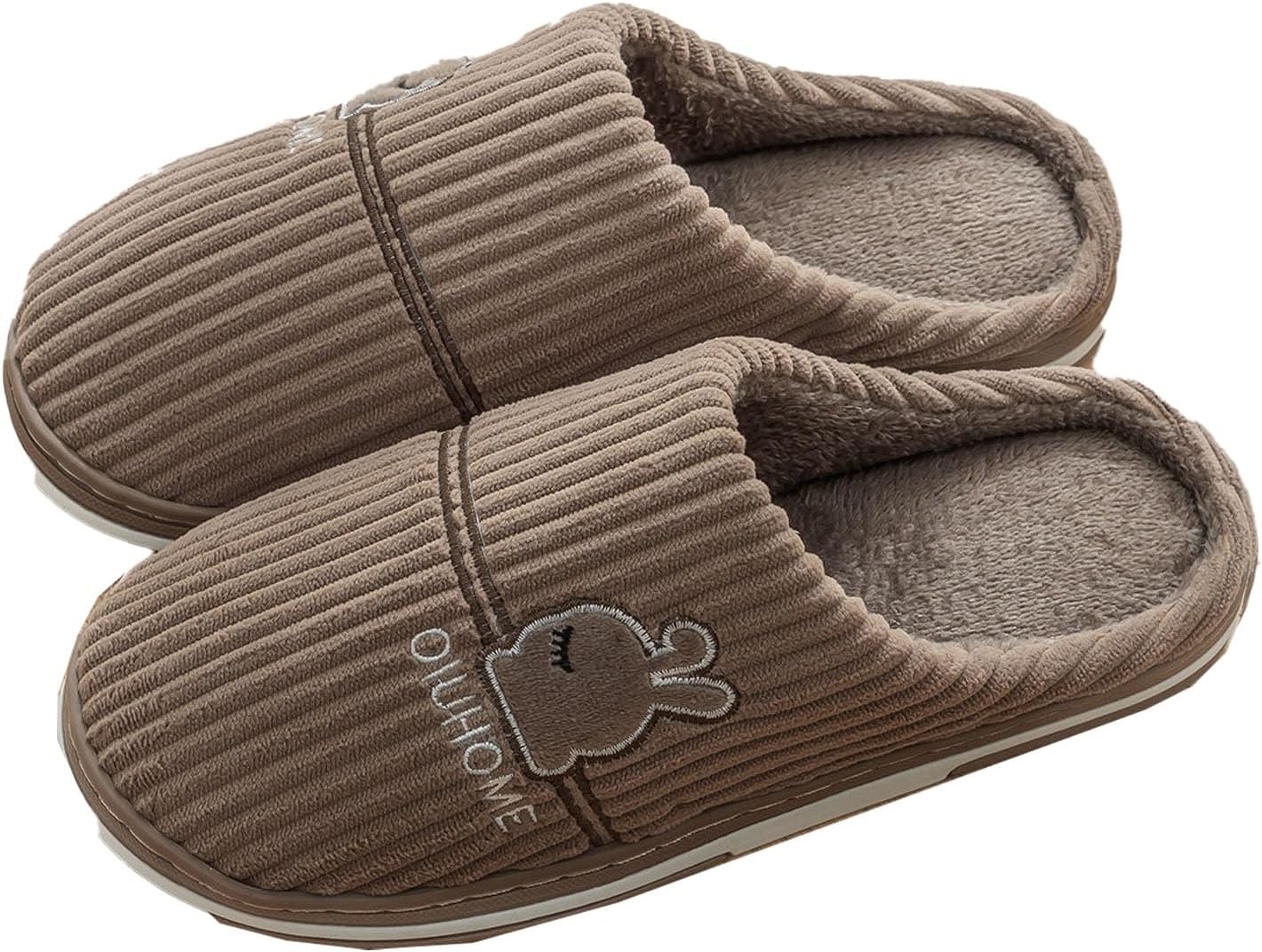 

Мягкие мужские тапочки большого размера, уютные тапочки с открытой пяткой, мягкая резиновая подошва, домашние тапочки для мужчин, плюшевые тапки для спальни Oukisam, 108 Coffee