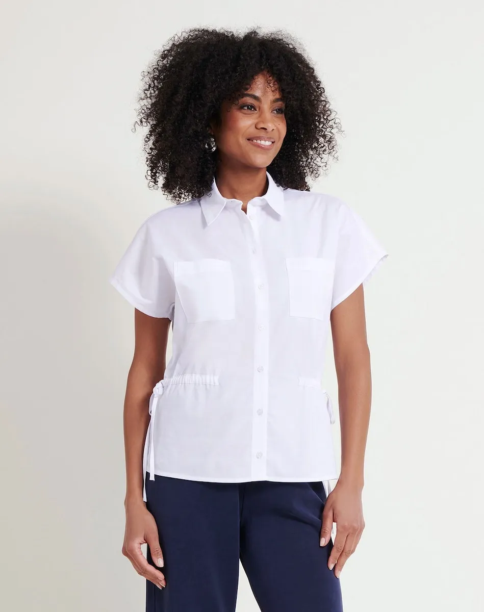 

Женская блузка с коротким рукавом и отложным воротником Naf Naf, белый