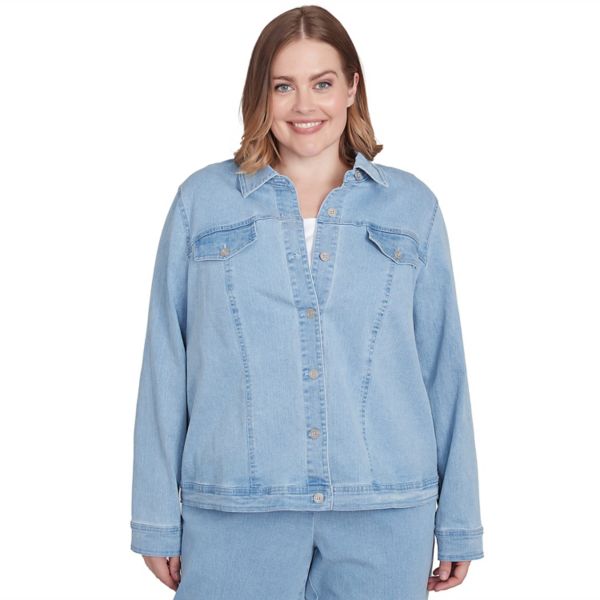 

Джинсовая куртка классического кроя больших размеров Alfred Dunner, цвет light denim