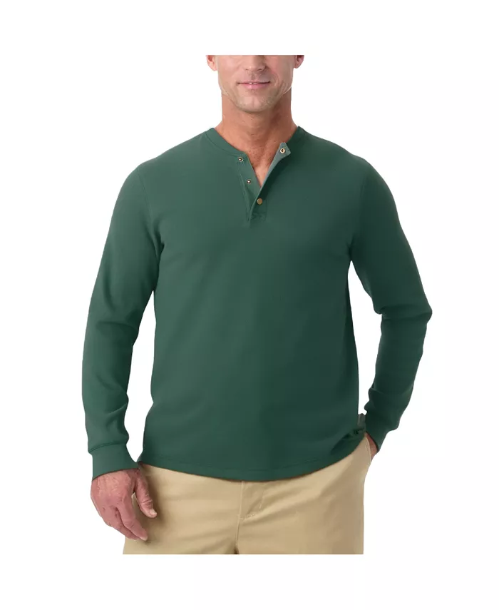 

Большая и высокая вязаная вафельная толстовка Henley с подкладкой из шерпы KingSize, зеленый