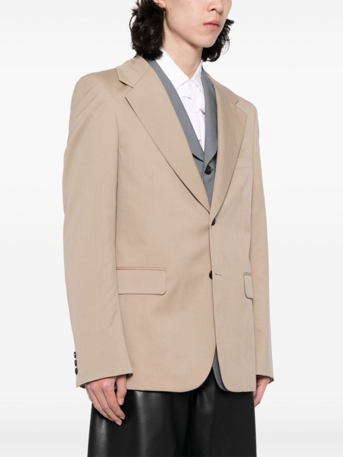Comme des Garçons Homme Plus single-breasted layered blazer, нейтральный цвет — фото 3
