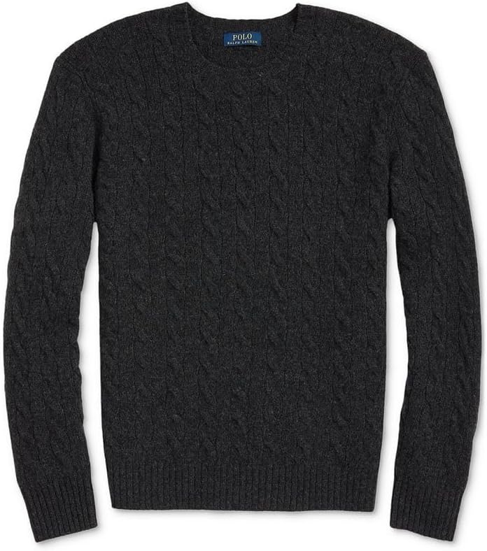 

Polo Ralph Lauren мужской свитер из хлопка с косой вязкой, Dark Granite