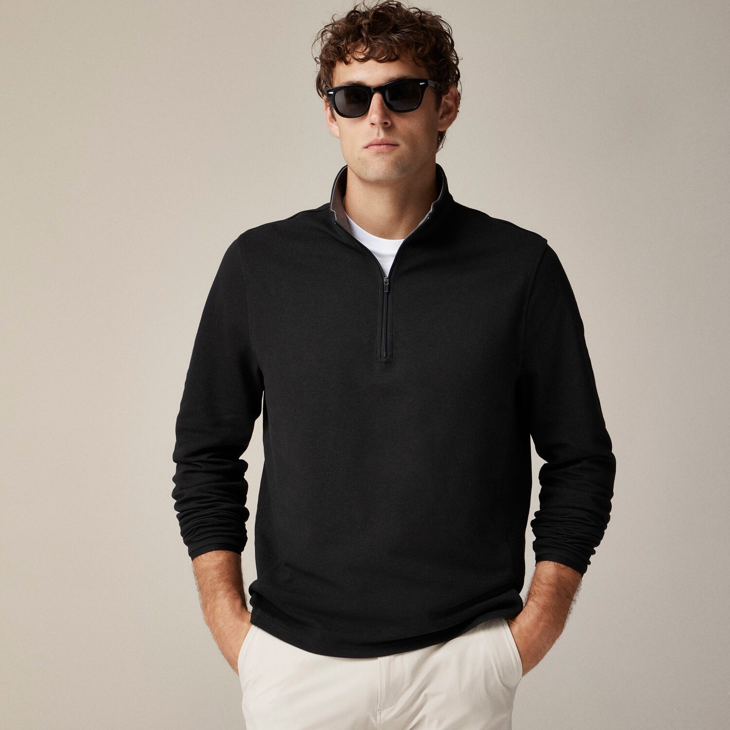 

Функциональный свитер с полумолнией и технологией Coolmax J.Crew, черный