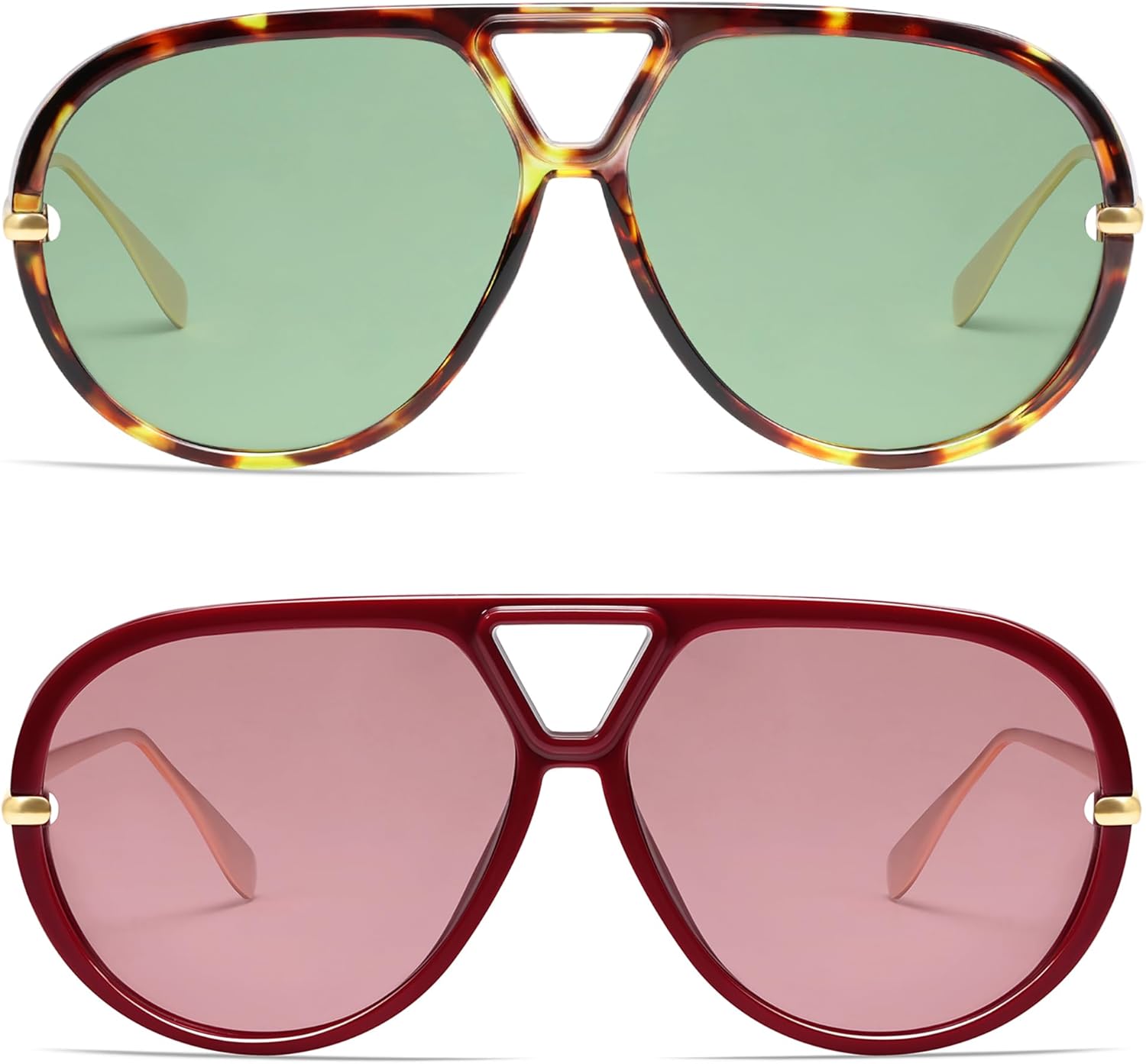 

Солнцезащитные очки-авиаторы VANLINKER большого размера, модные, поляризованные, для женщин и мужчин, ретро, ​​круглые, винтажные, в форме щита VL9798, 2 Pack-c4+c8-tortoise/Green&wine Red/Light Red