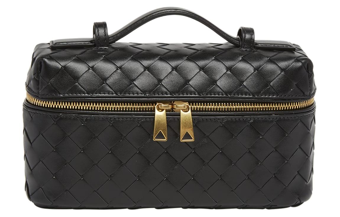 

Кожаная сумка через плечо, поясная сумка, косметичка женская черная Bottega Veneta