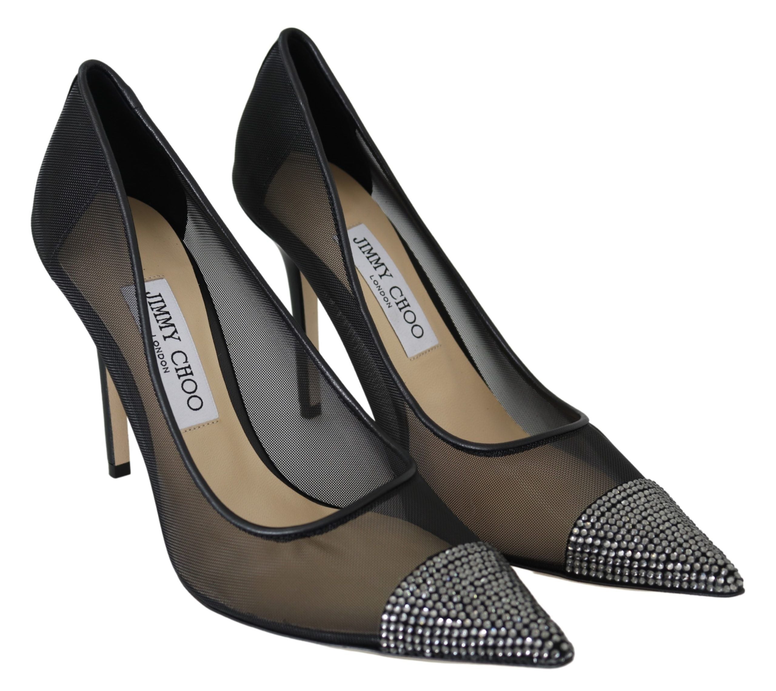 Jimmy Choo Элегантные Женские Туфли-лодочки с Кристаллами и Сеткой, черный — фото 2