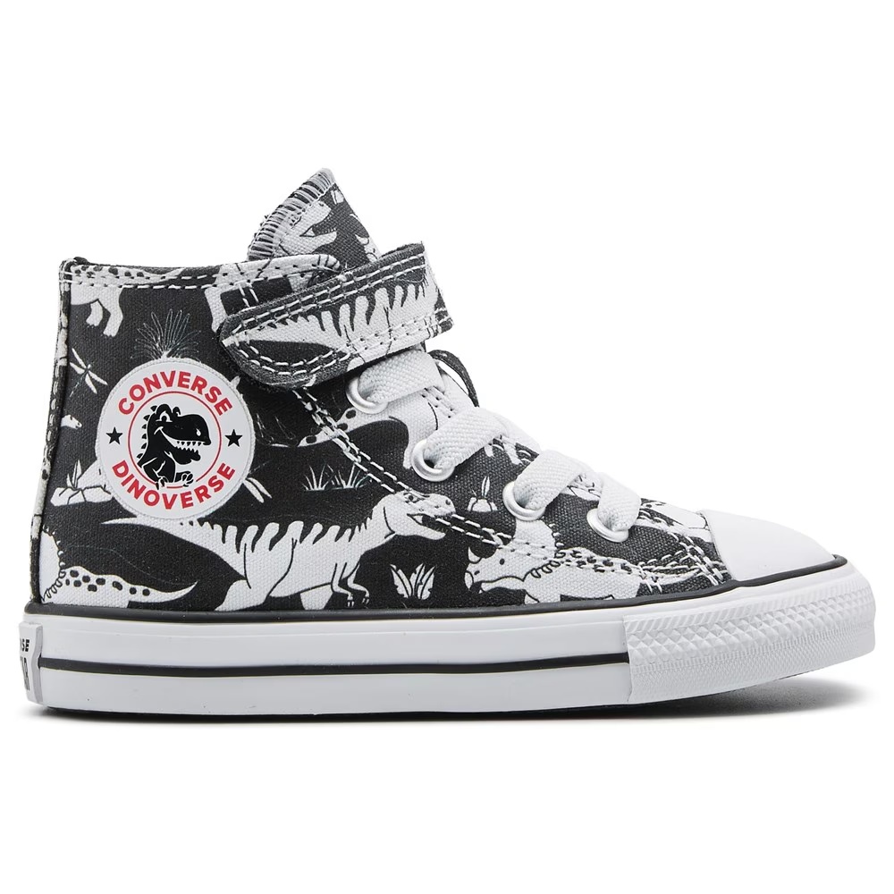 Детские кеды chuck taylor all star 1v высокие с одной застежкой для малышей Converse, black/dinosaur — фото 2