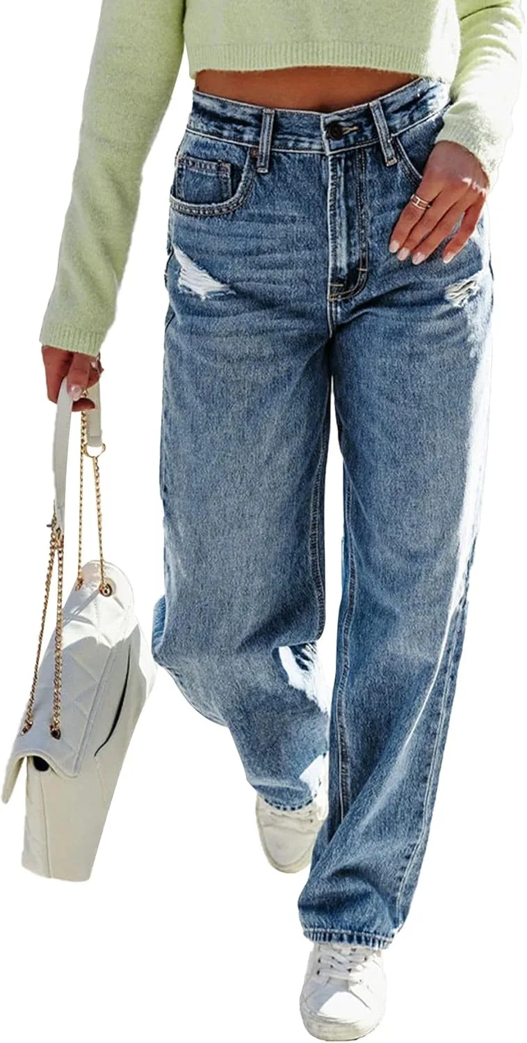 

Sexyshine Женские джинсы с высокой талией, рваные, прямые, boyfriend, джоггеры