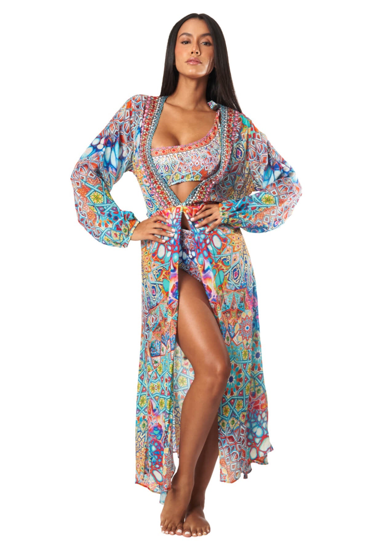 

Платье-макси Savetta Wrap с двухсторонними рукавами La Moda Clothing, цвет multi