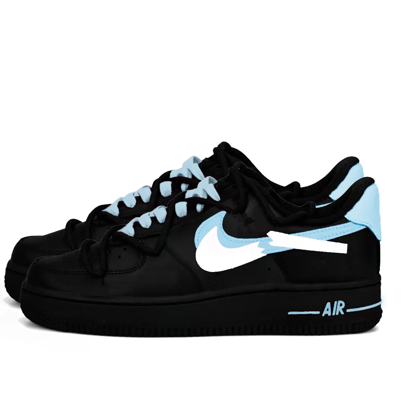 Nike Air Force 1 Ice Blue Deconstruction Abrasion Resistant Slip Resistant Low top Skateboard Shoes Unisex Black Blue — фото 4