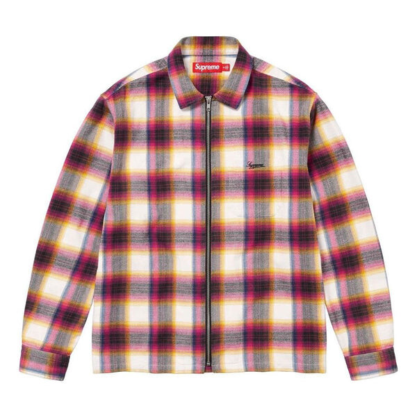 

Рубашка shadow plaid flannel zip up shirt 'pink black white' Supreme, розовый