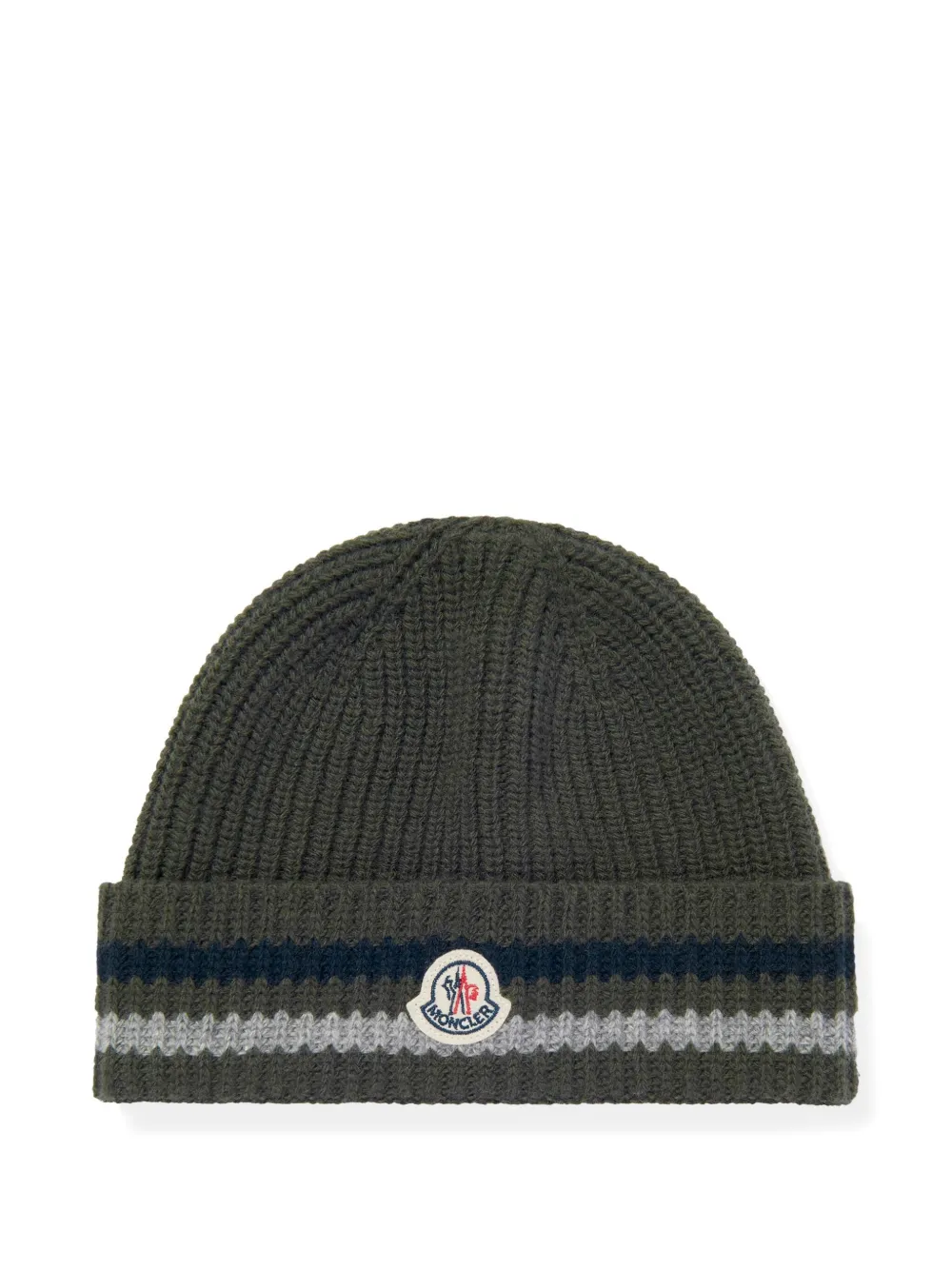 

Шапка бини с логотипом из ребристой ткани Moncler Enfant, серый