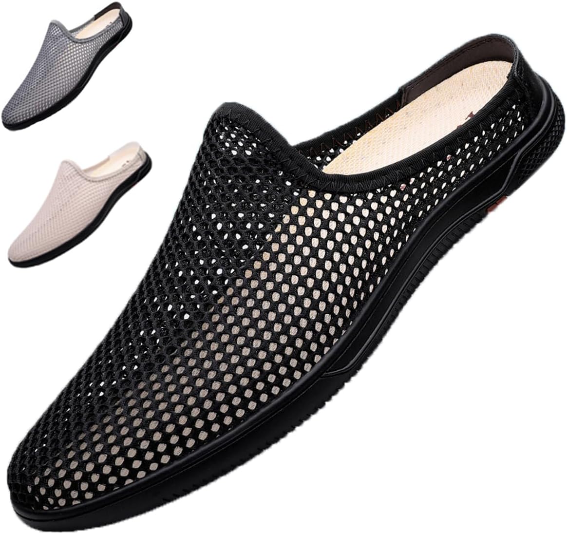 

Мужские сетчатые сабо-мюли DESESE, удобные и дышащие спортивные сандалии, низкие сетчатые лоферы с вырезами, нескользящие легкие пляжные сандалии, черный