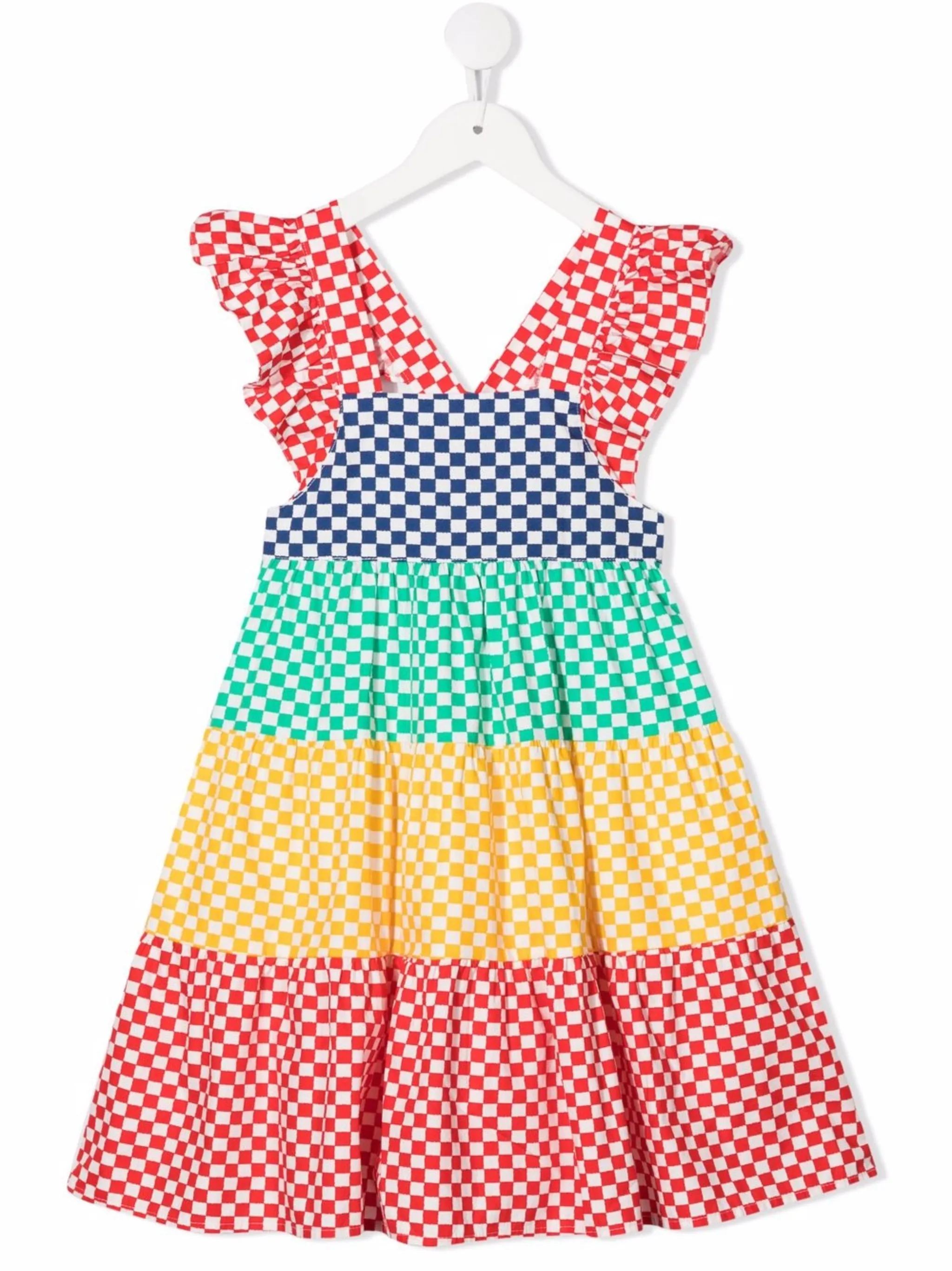 

Клетчатое платье в стиле колор-блок Stella Mccartney Kids, красный