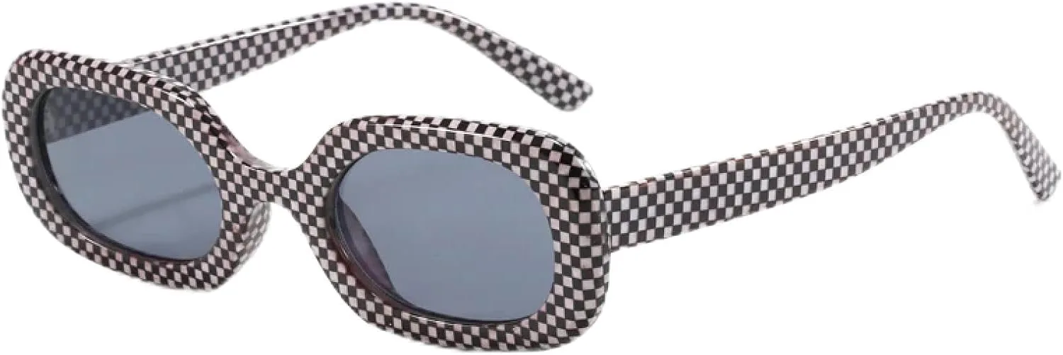 

Классические ретро-панк солнцезащитные очки в маленькой оправе, модные ретро-прямоугольные женские очки с защитой от УФ-излучения UV400 TVTBBVV, Black Wave Parttern