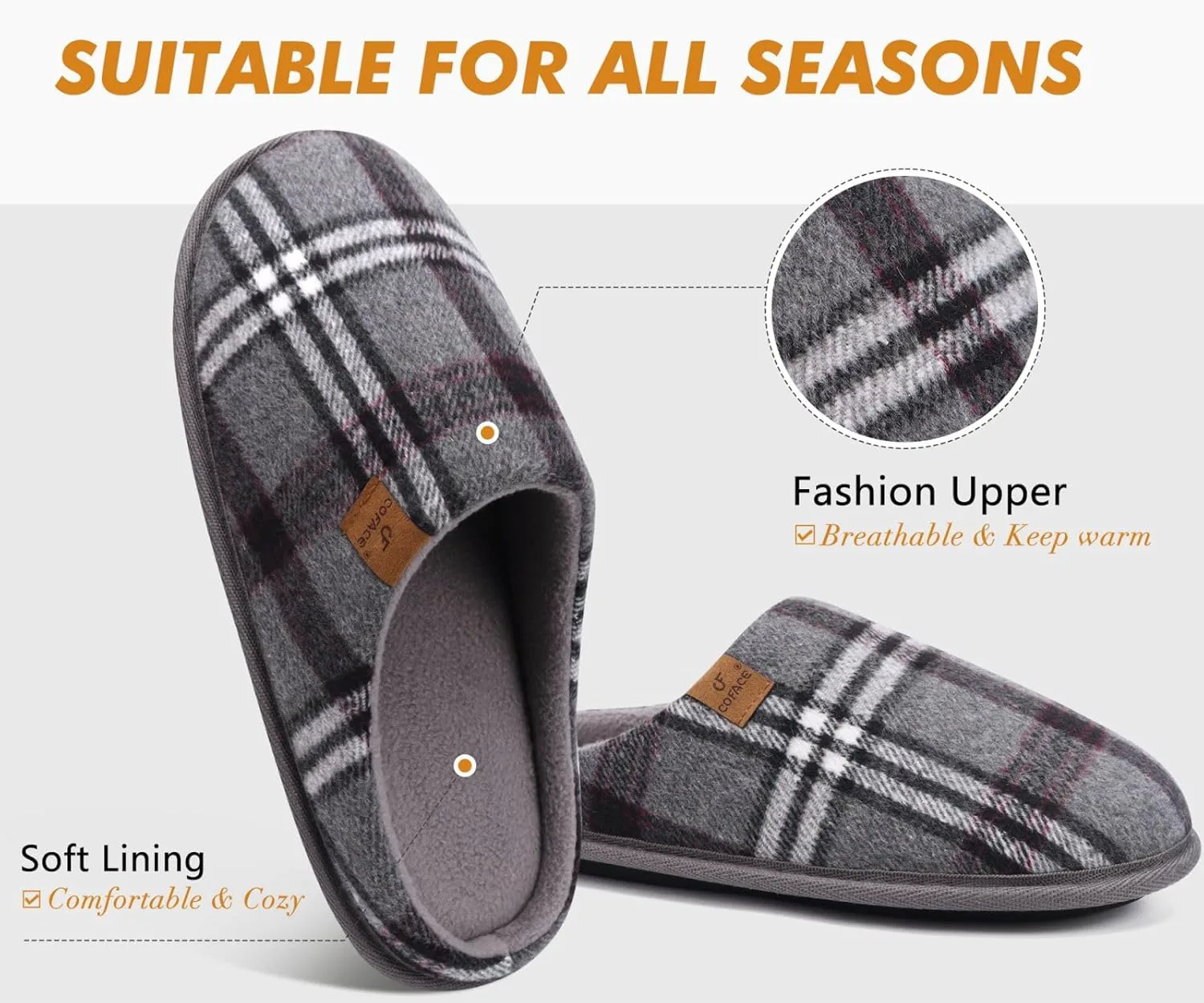 

Мужские домашние тапочки COFACE с эффектом памяти, удобные шлепанцы для дома и улицы с поддержкой свода, размер 7-15, серый