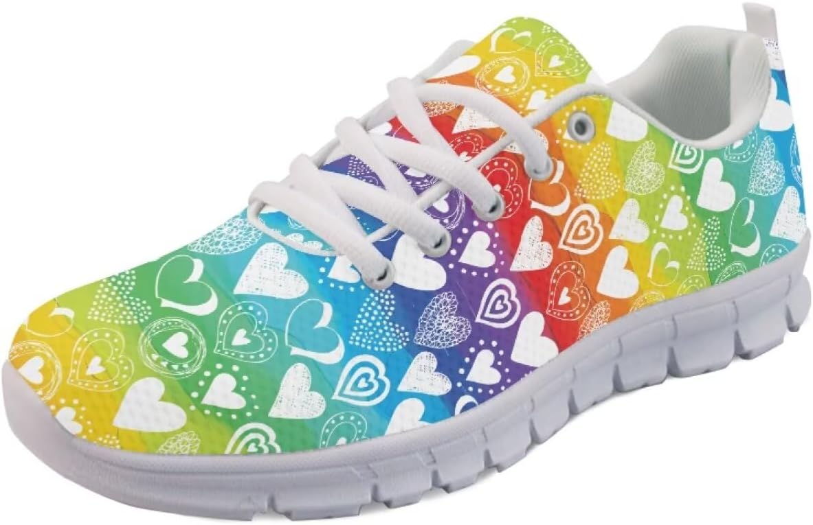 

Модные кроссовки низкие для бега для женщин и мужчин, теннисные, прогулочные, спортивные, фитнес-кроссовки, кроссовки для фестивалей Getelinseng, Rainbow Heart