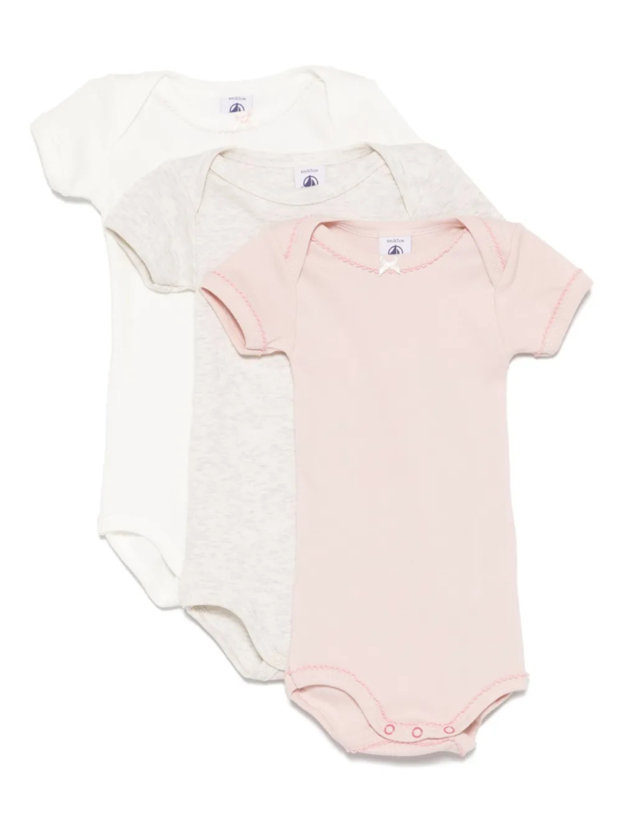 

Комплект из трех боди Petit Bateau, розовый