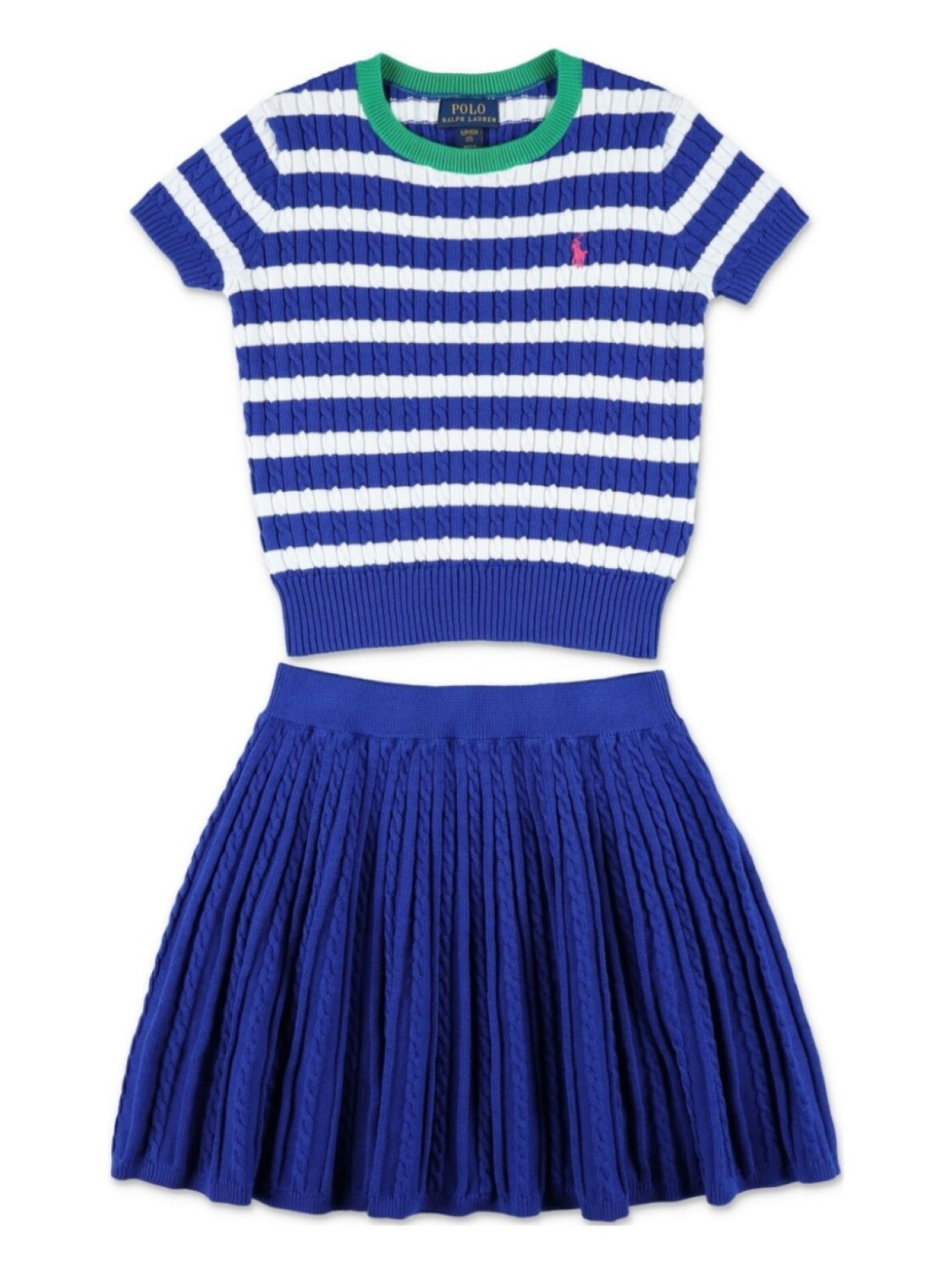 

Комплект из полосатой футболки и юбки POLO RALPH LAUREN KIDS, синий