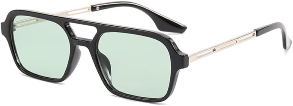 

Ретро солнцезащитные очки с двойной перемычкой для женщин, модные, с прозрачными линзами цвета океана, защита от УФ-излучения UV400; мужские модные металлические полые солнцезащитные очки generic, Black Green