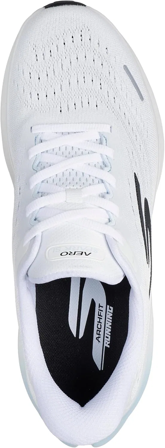 Мужские кроссовки Skechers Aero Spark Hands Free без шнурков, White Textile Lt Blue Trim — фото 3