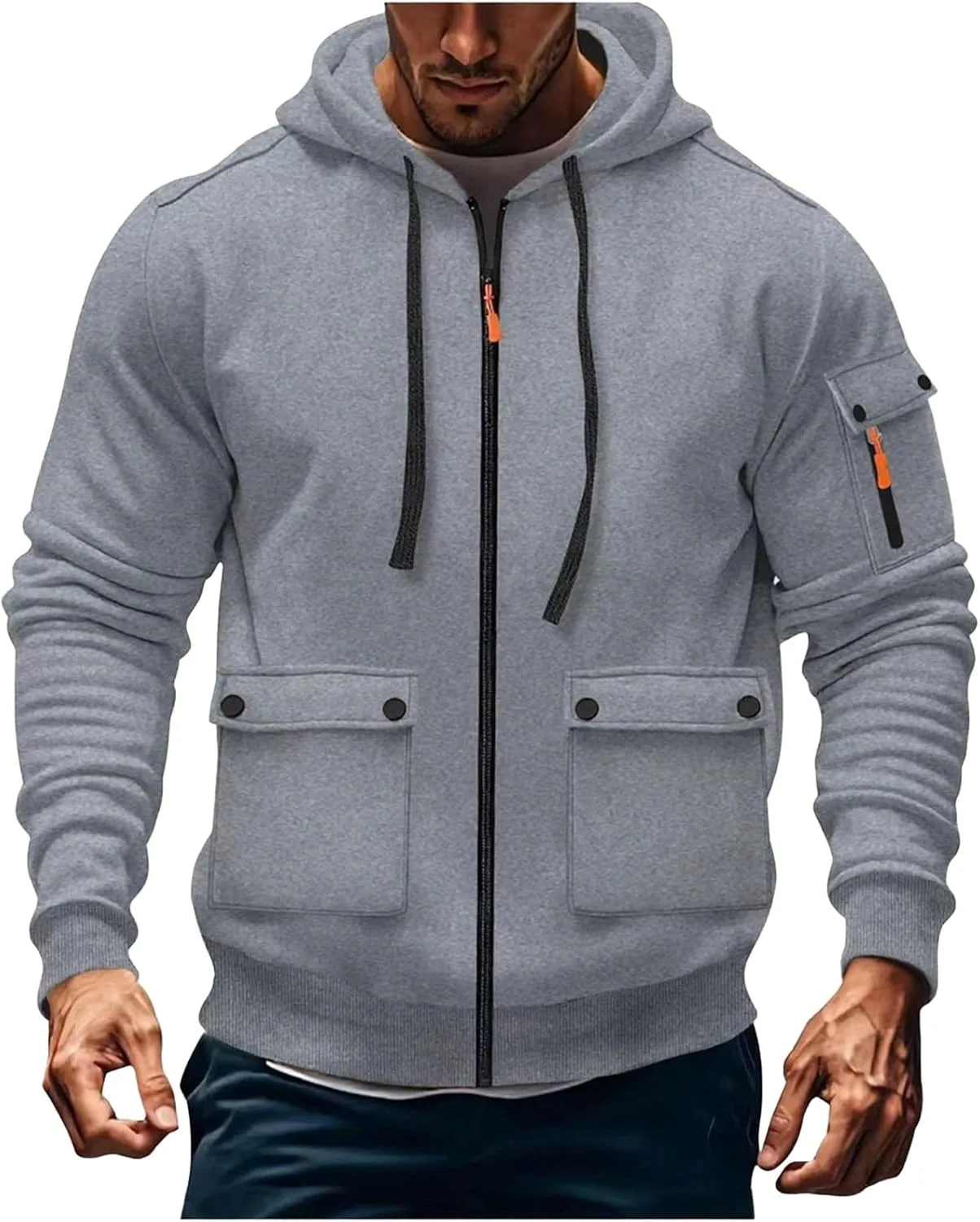 

Мужской стильный худи с капюшоном на молнии тактический