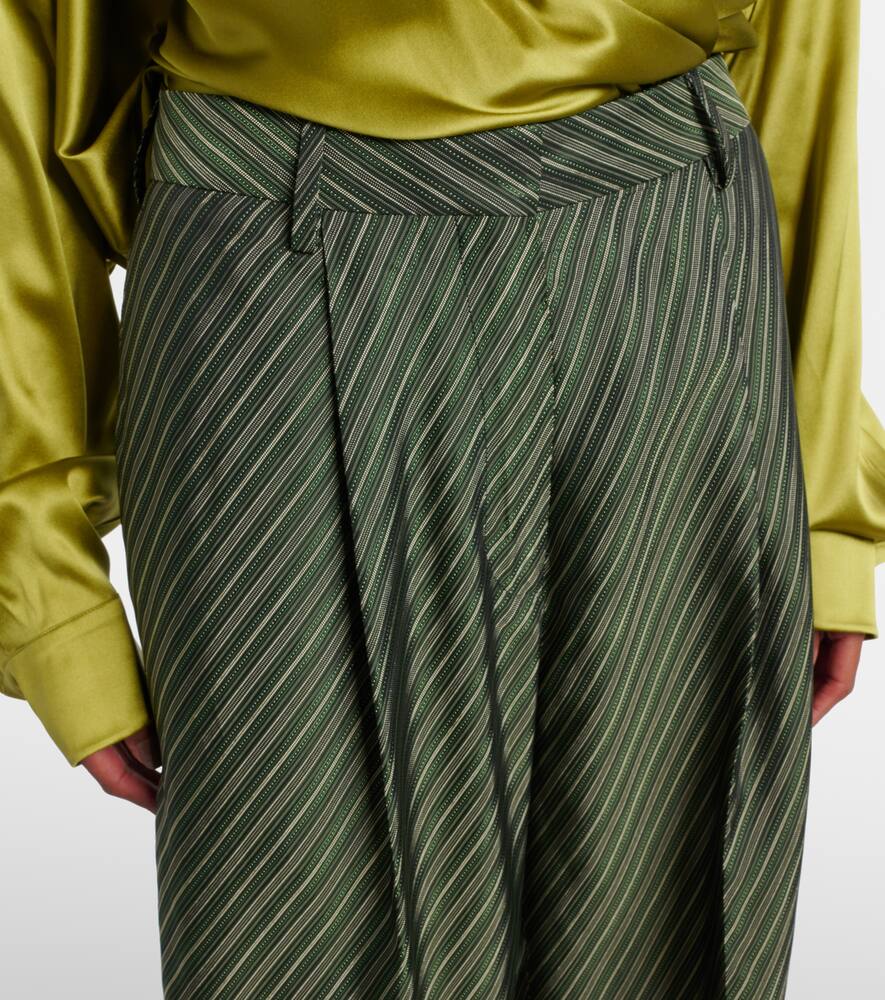 Полосатые брюки с высокой талией и широкими штанинами Dries Van Noten, Bottle — фото 4