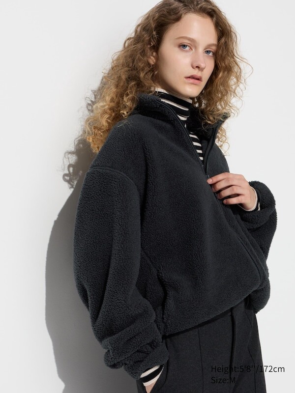 Флисовая куртка на молнии с ворсистой подкладкой Uniqlo, 08 серый — фото 4