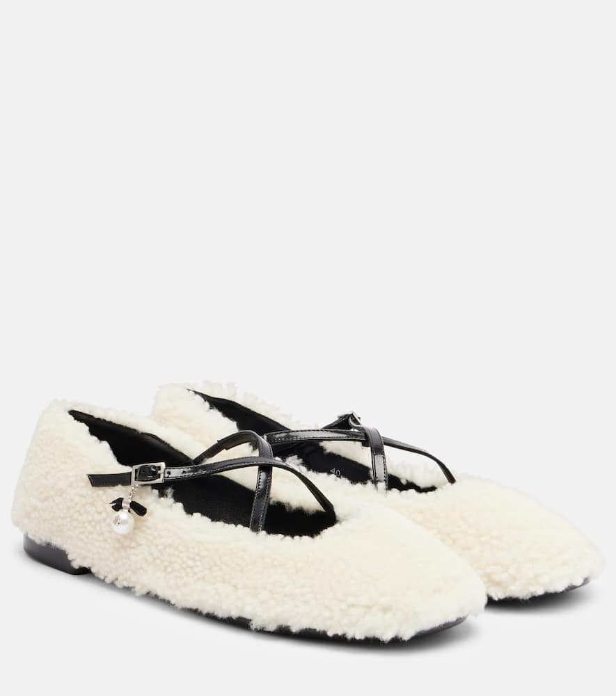 Элери балетки из овчины Jimmy Choo, Natural/Black