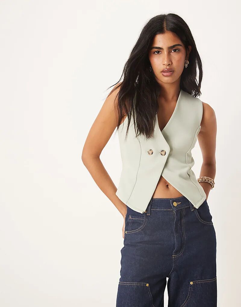 

Асимметричный жилет ASOS DESIGN цвета шалфея