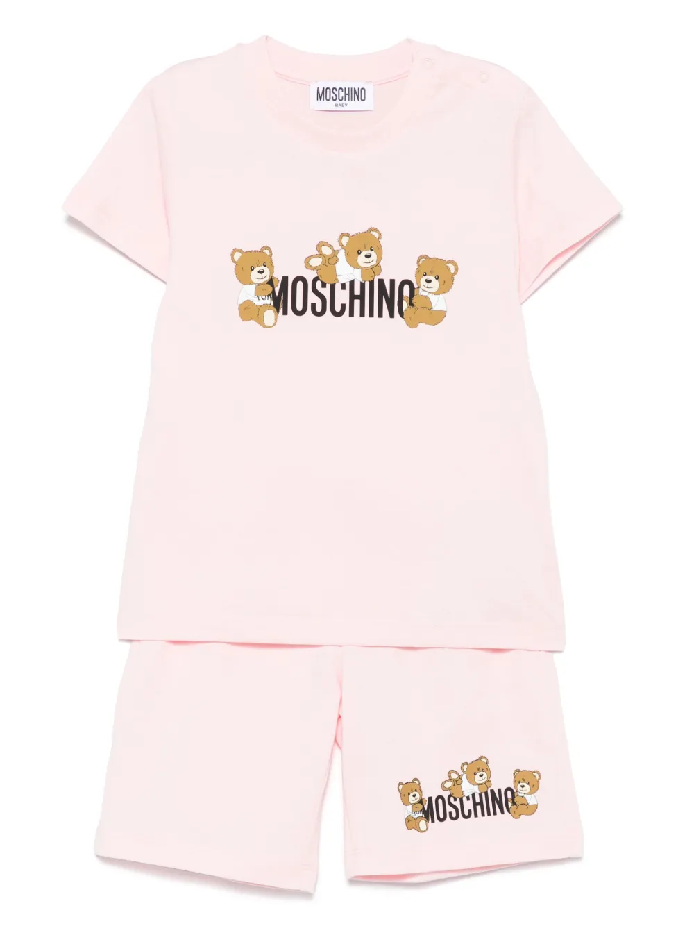 

Комплект из топа и шортов с принтом Teddy Bear Moschino Kids, розовый