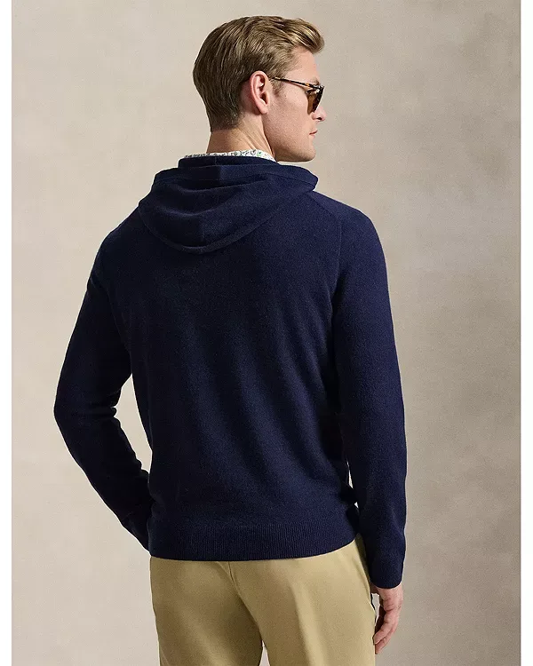 Кашемировый свитер с капюшоном, который можно стирать. Polo Ralph Lauren, Navy/Navy — фото 3