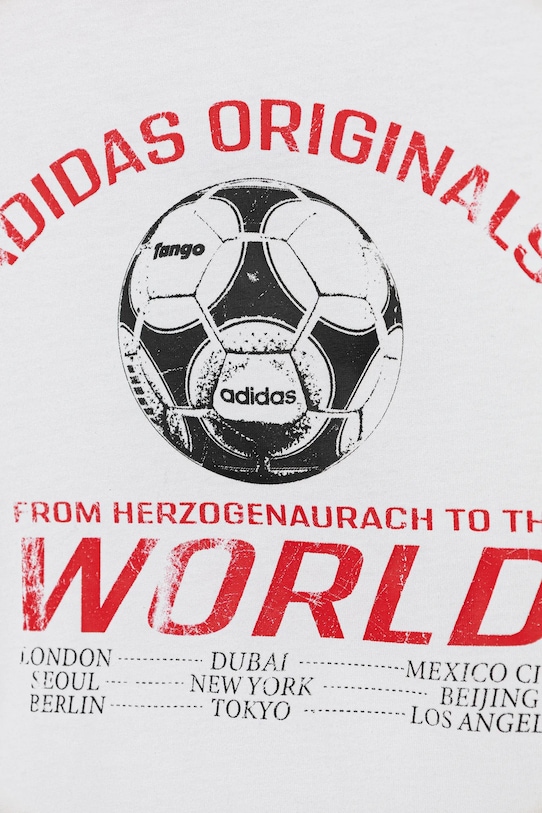 Детская хлопковая футболка Adidas Originals, белый — фото 3