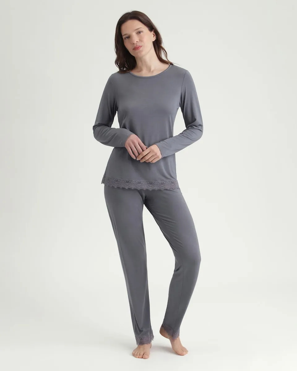 

Длинная женская пижама с круглым вырезом Dim, серый