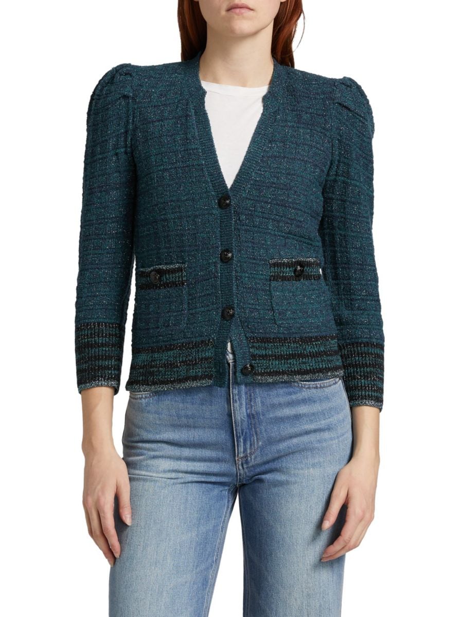 

Кардиган вафельной вязки Jenni L'AGENCE, цвет Deep Teal Multi