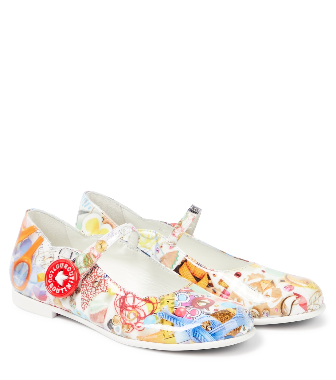 

Мэри Джейн из лаковой кожи Melobib Christian Louboutin Kids, Multi/Lin Bianco