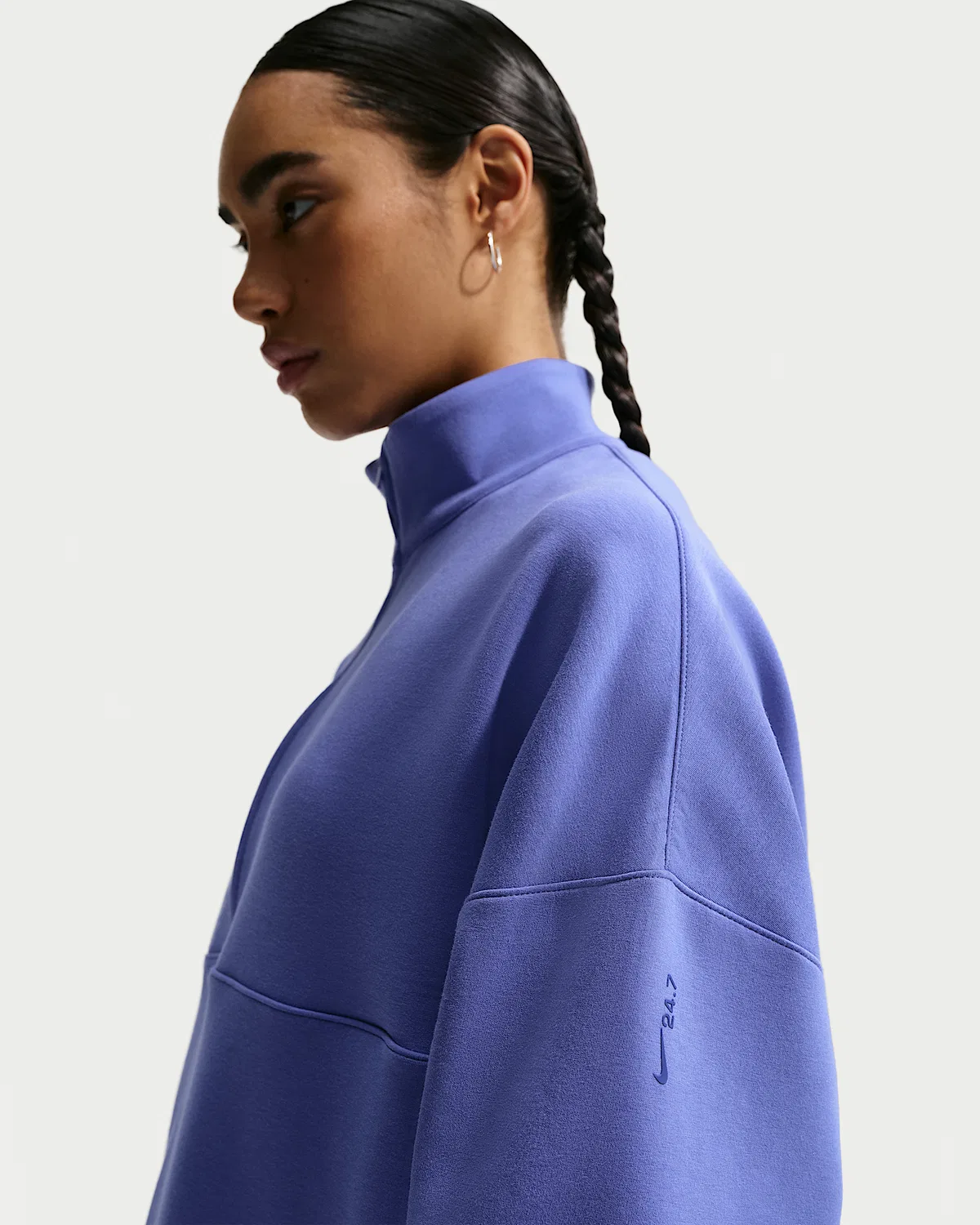 Женская футболка Nike 24.7 ImpossiblySoft Dri-FIT Oversized 1/2-Zip, Sapphire/Deep Night — фото 3