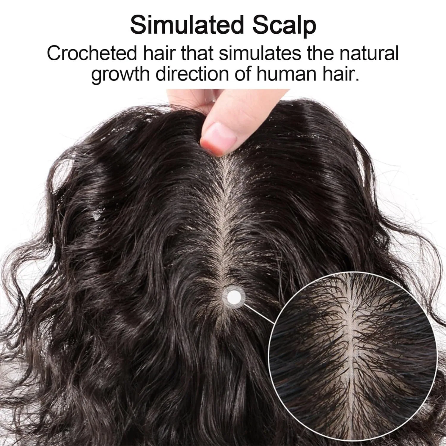 Накладка для волос из натуральных волос с шелковой основой 7 x 10 см от Human Hair Topper ‎Zbyxpp, Brown — фото 3