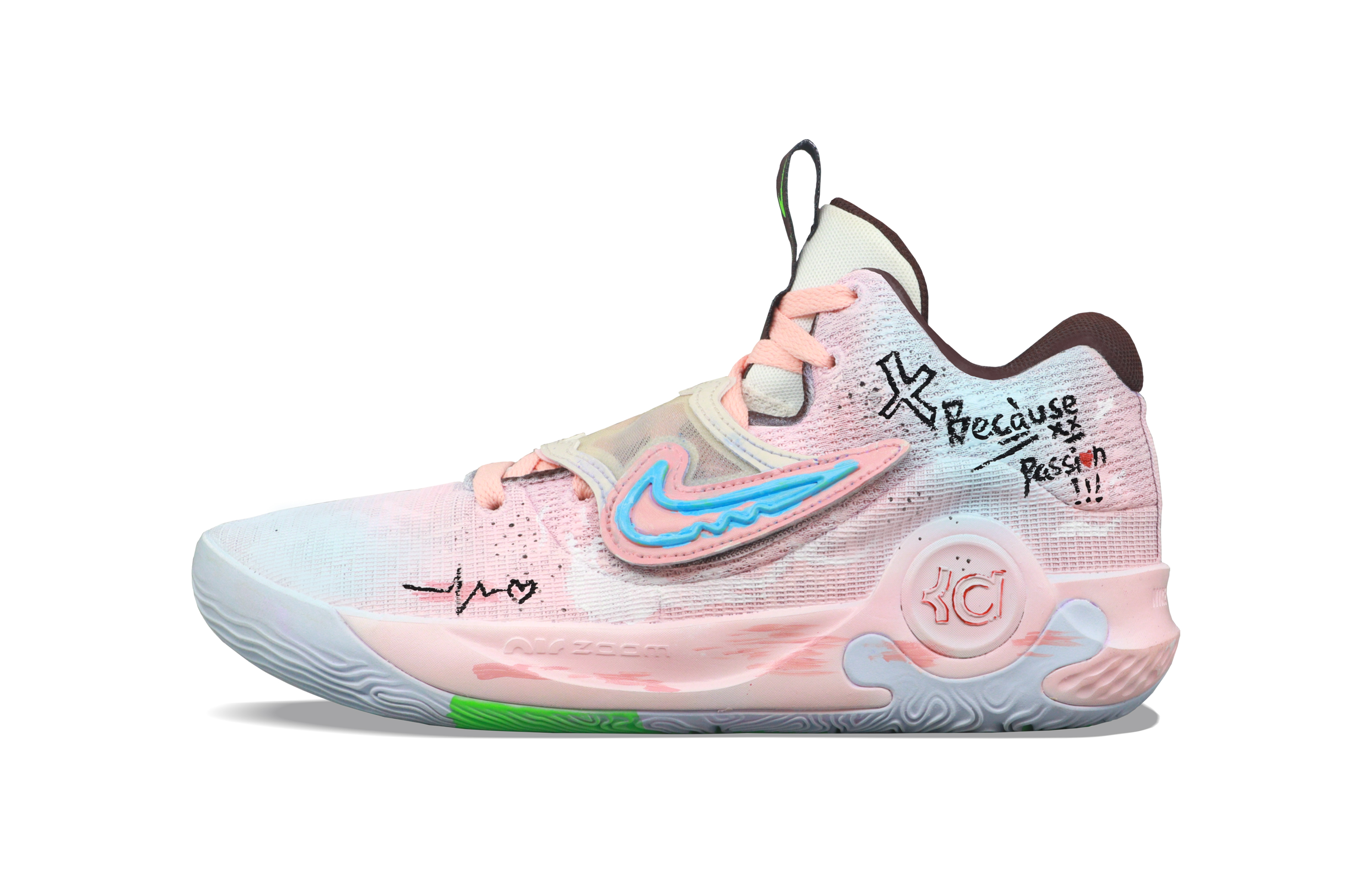 

Nike Баскетбольные кроссовки KD Trey 5 X Battle Time с амортизацией, противоскользящие и износостойкие, среднего размера, розовые, мужские