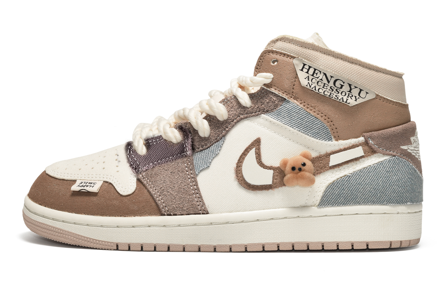 

Кроссовки Air Jordan 1 Vintage Basketball Shoes Women's High-Top Beige Brown