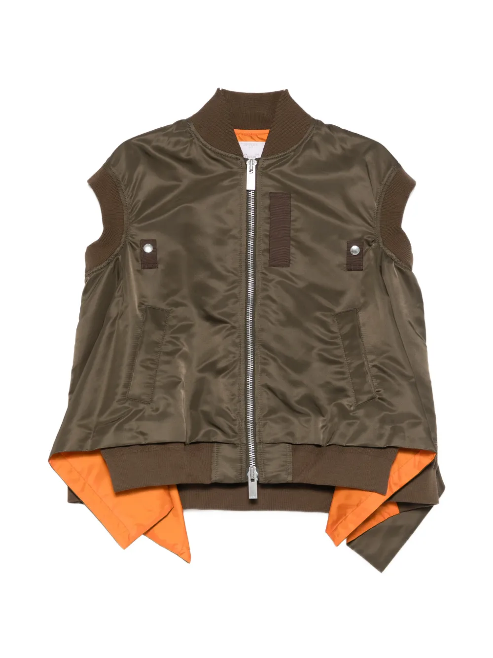 

Жилет без рукавов на молнии Sacai, зеленый