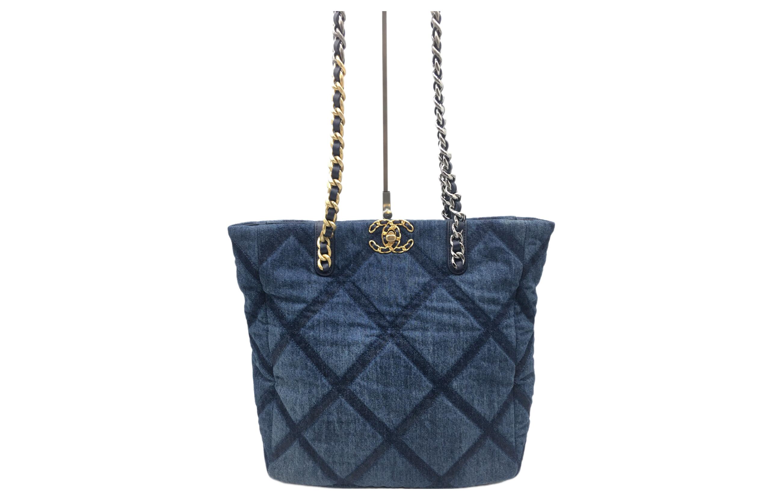 

Сумка-шоппер 23C Весна 19 Джинсовая Сумка-тоут, Сумка, Женская Темно-Синяя CHANEL