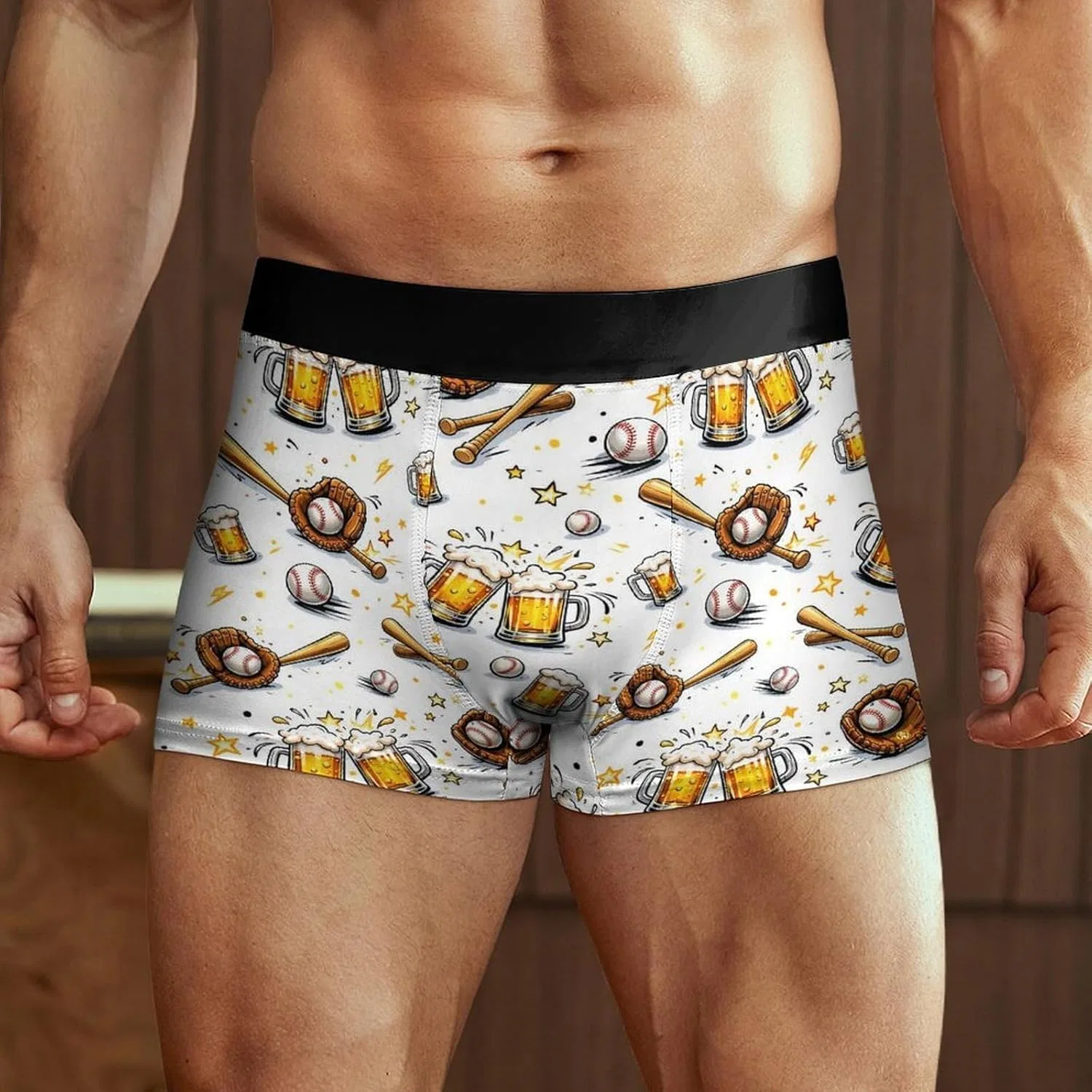 Боксеры с принтом Baseball Beer, Boxer Briefs, розовый — фото 2