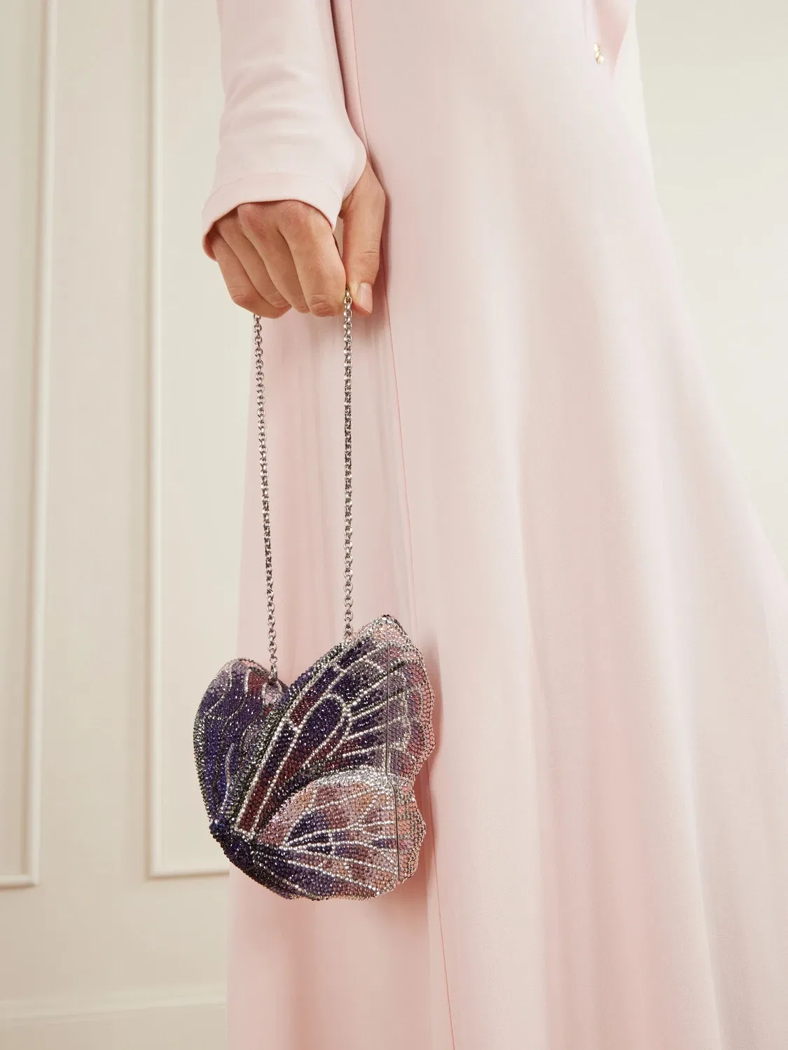 Кладь-бабочка, украшенная кристаллами, серебристого цвета JUDITH LEIBER COUTURE, фиолетовый — фото 2