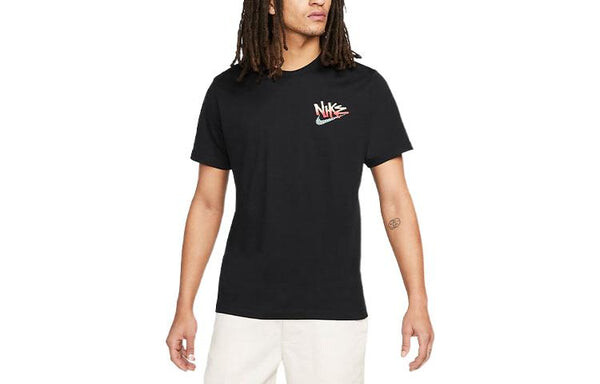 Футболка Nike Sportswear Back Alphabet Abstract Pattern Round Neck Short Sleeve Black, мультиколор — фото 2